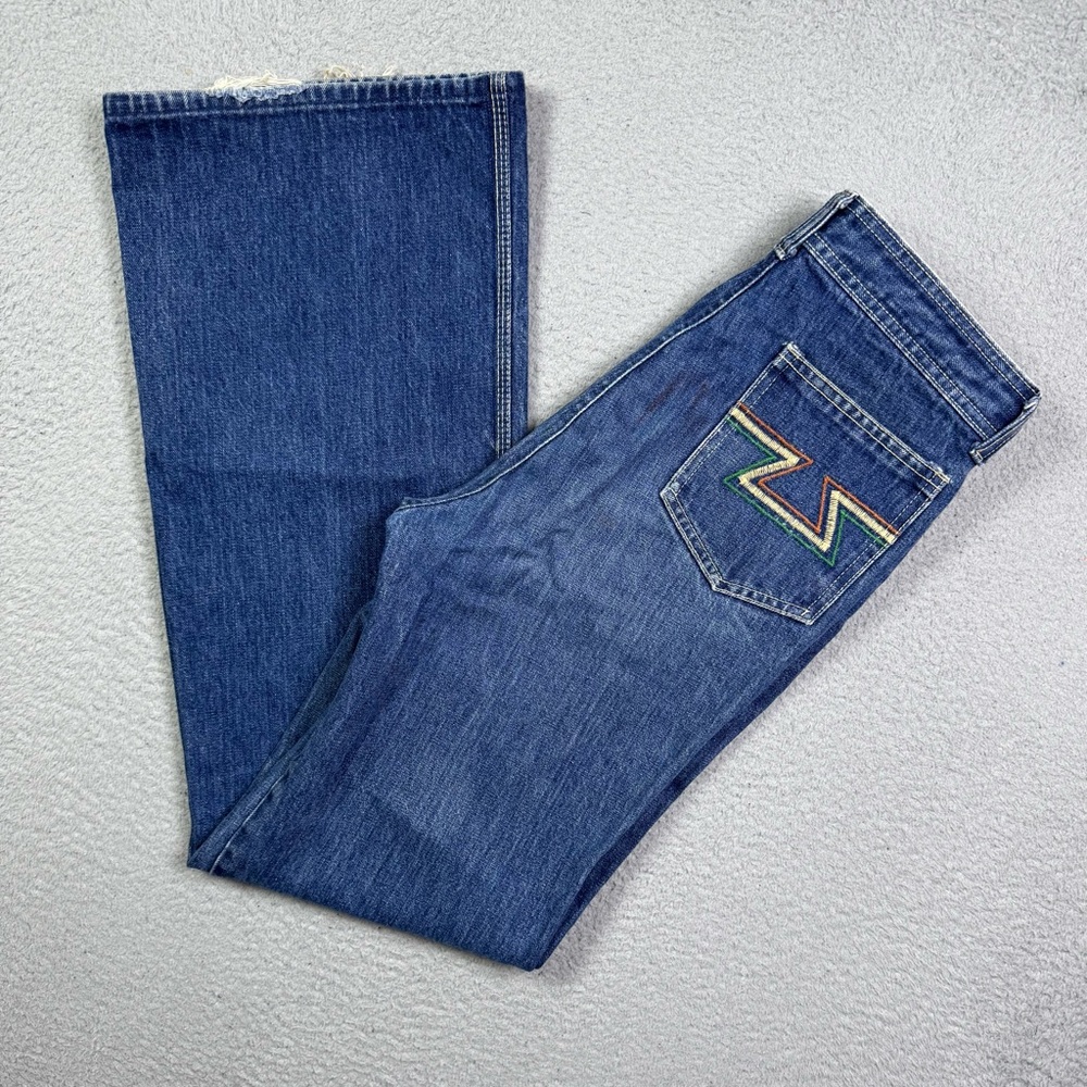 vintage 70s viceroy embroidered bell bottom jeans talon zipper‎